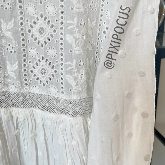 ZARA SWISS DOT EMBROIDERED DRESS WHITE - Picture 13 of 15